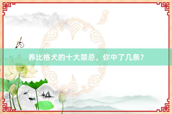 养比格犬的十大禁忌，你中了几条？